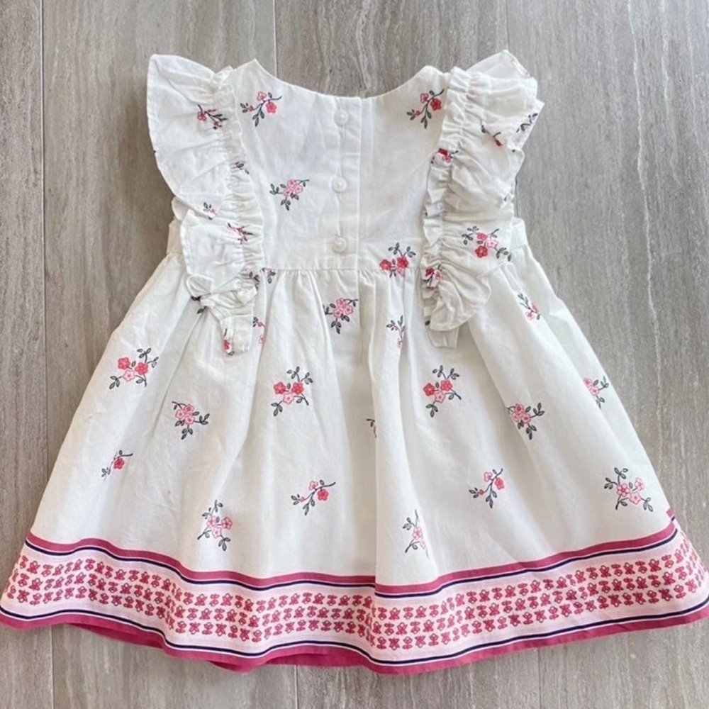 JANIE and JACK Pink floral ruffle fairy cottagecore dress girls size 6-12 mos